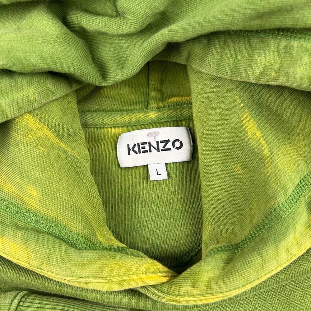 Kenzo Tiger Crest Hoodie Mens Large Green Pullover Streetwear Bleached Hood - Picture 3 of 9